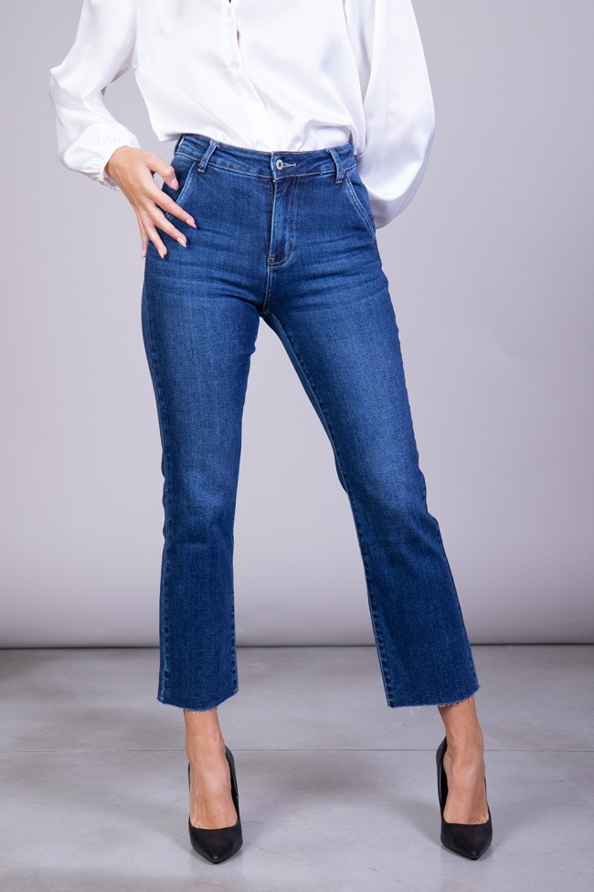 Jeans dritto con bottoni argento Taglia S