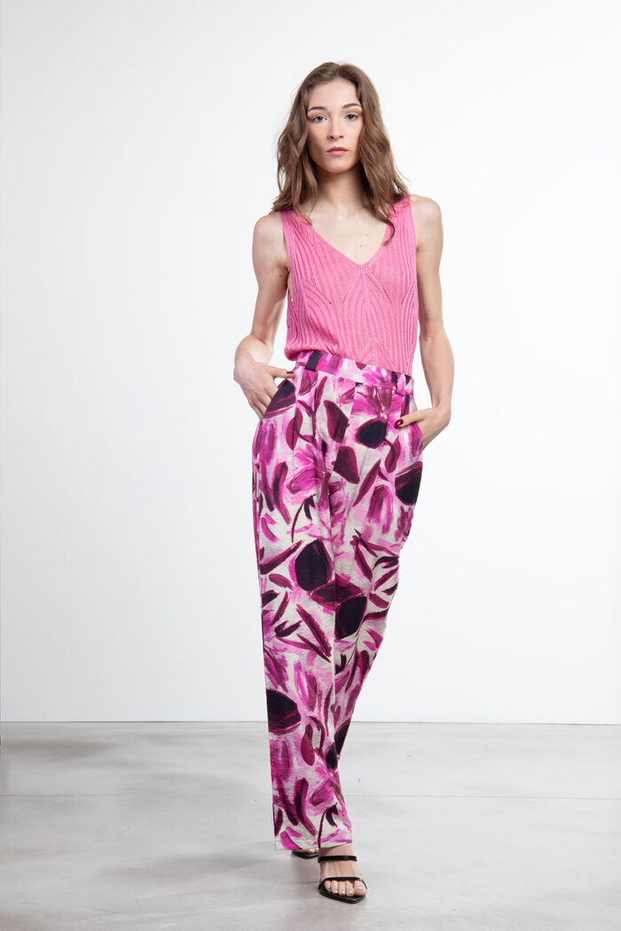 Pantalone in tessuto con fantasia colorata