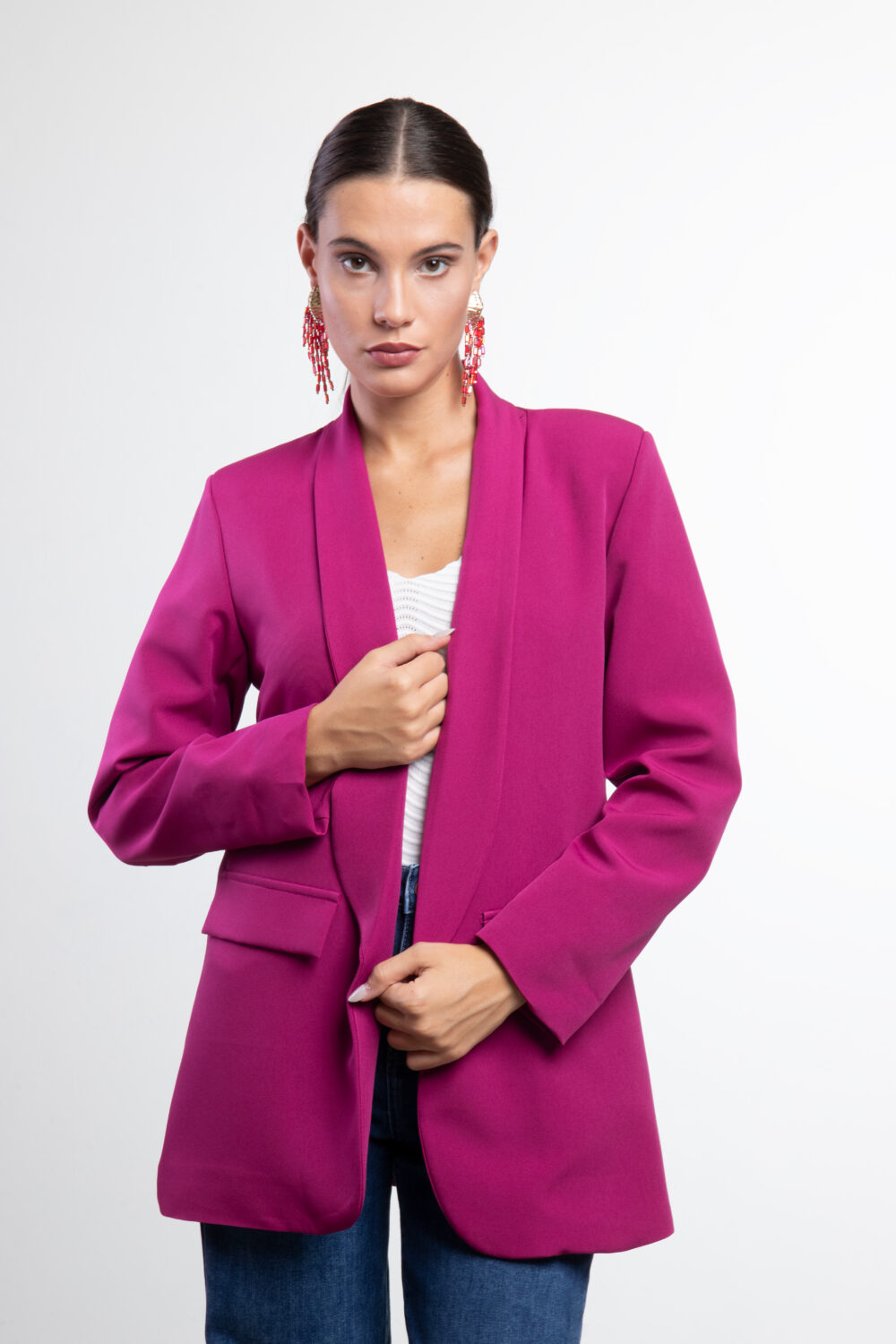 Giacca blazer con profondi revers