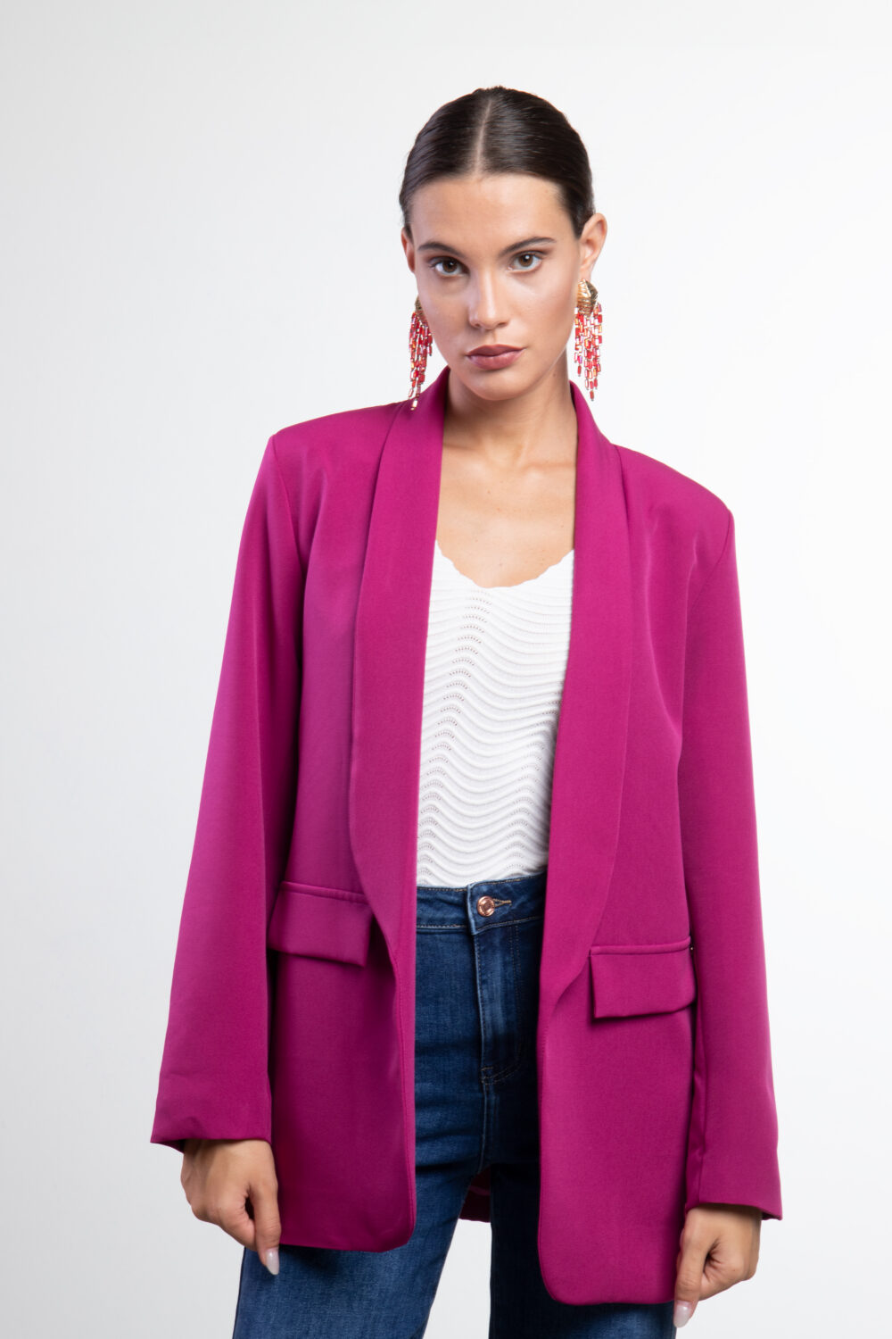 Giacca blazer con profondi revers