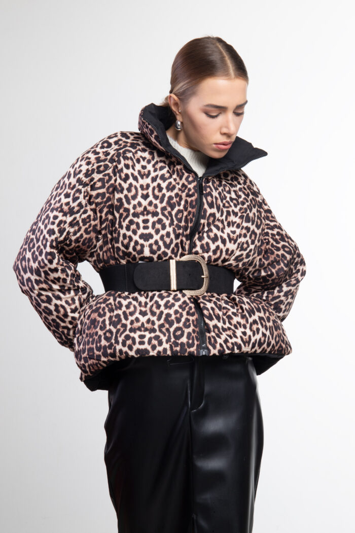 Piumino double face leopardato