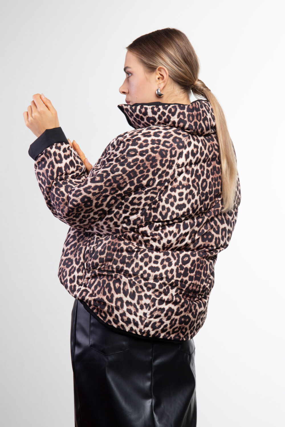 Piumino double face leopardato