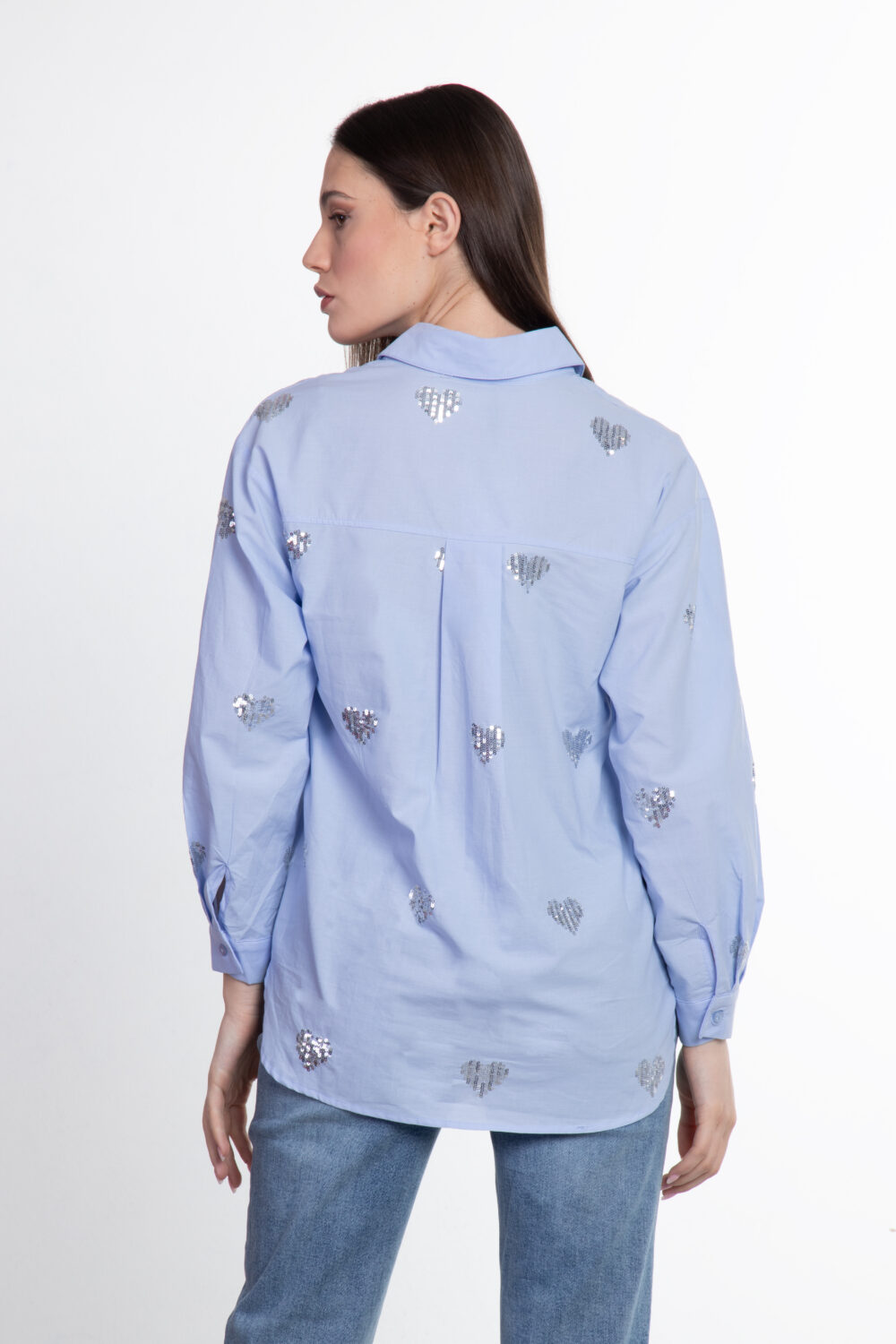Camicia con cuori in paillettes
