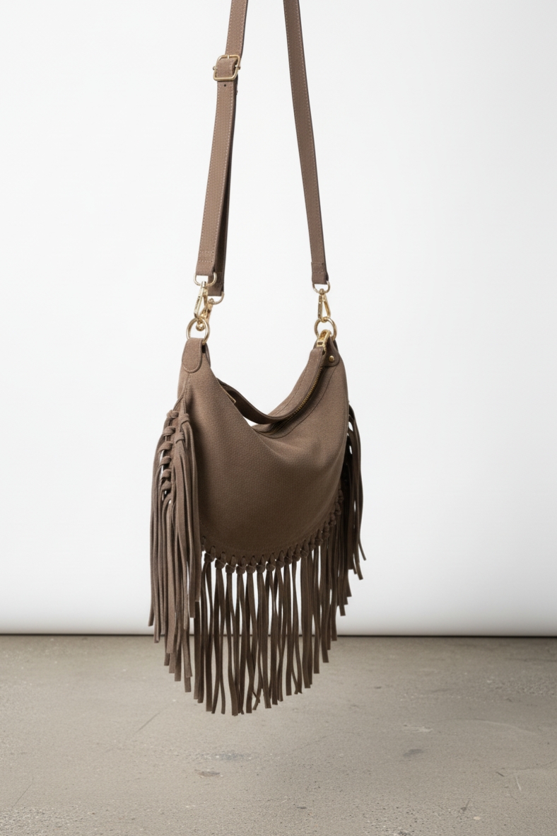 BOR-B040925GA-TAUPE-20251015093012 Borsa in pelle scamosciata con frange