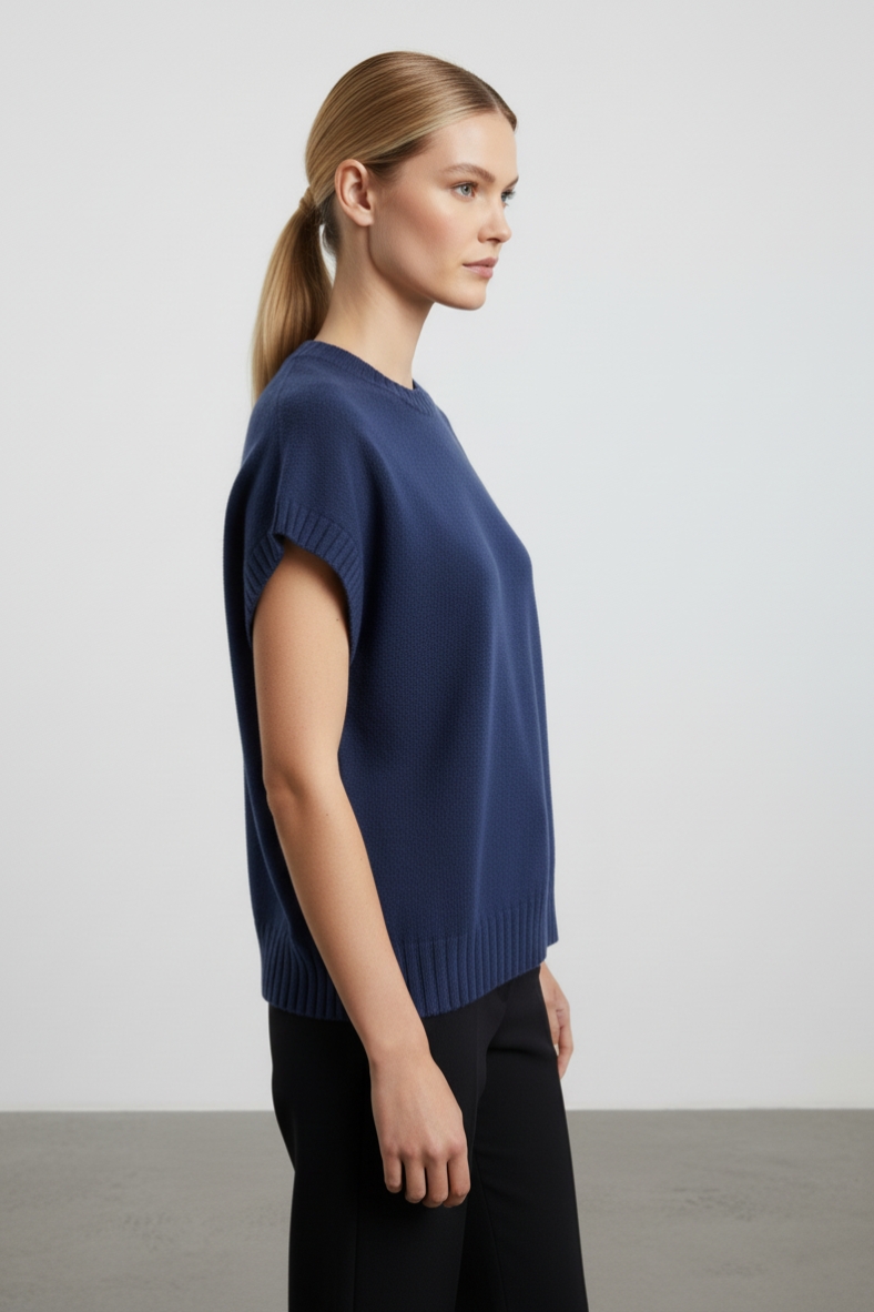 MAG-B8095A-BLU-20251022111636 Maglia morbida con manica smanicata