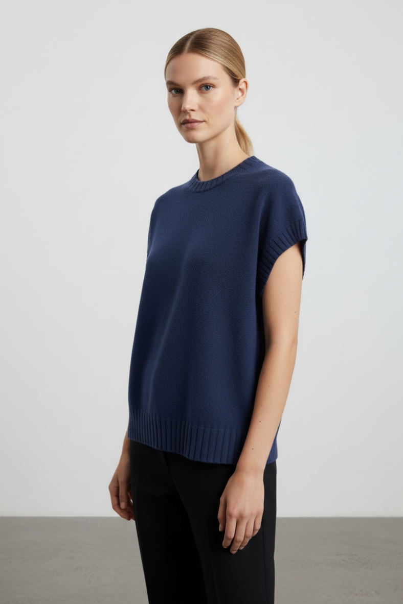 MAG-B8095A-BLU-20251022111653 Maglia morbida con manica smanicata